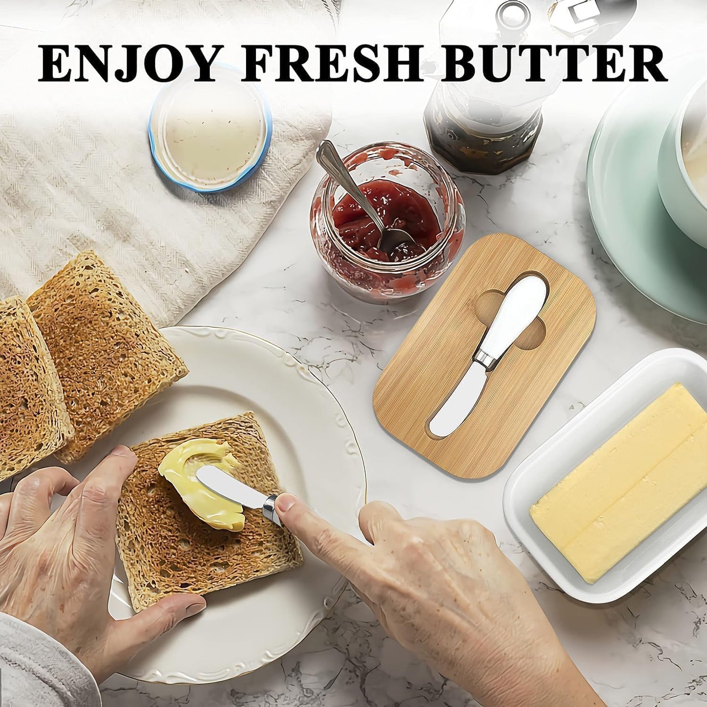 Butter Dish with Bamboo Lid